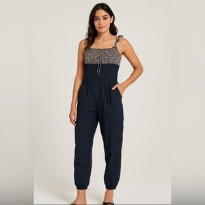 Vintage Sugar Dolls Floral Denim Mom Style Jumpsuit Size XL